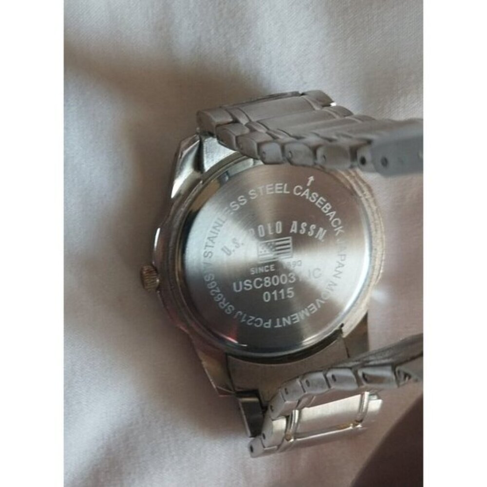 US Polo Assn Men's Silver Tone Round Stainless Steel Band Watch - Picture 6 of 6